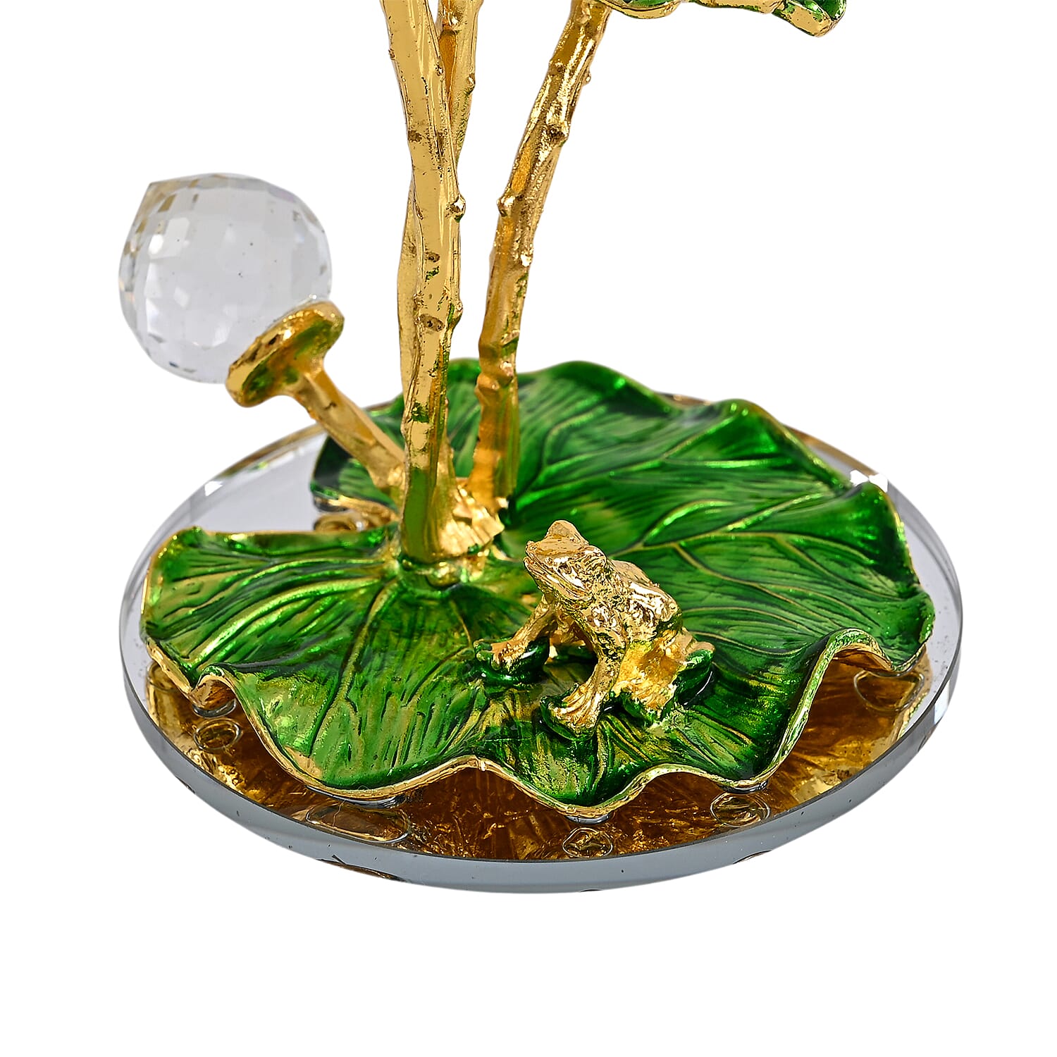 LIVMORE Crystal Lotus Flower Ornament - Blue &amp; Green 8412209 6