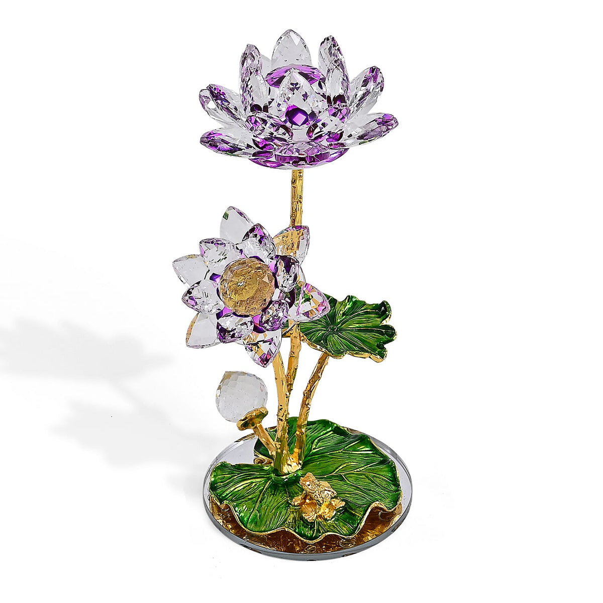 LIVMORE Crystal Lotus Flower Ornament - Purple &amp; Green V32578987 0