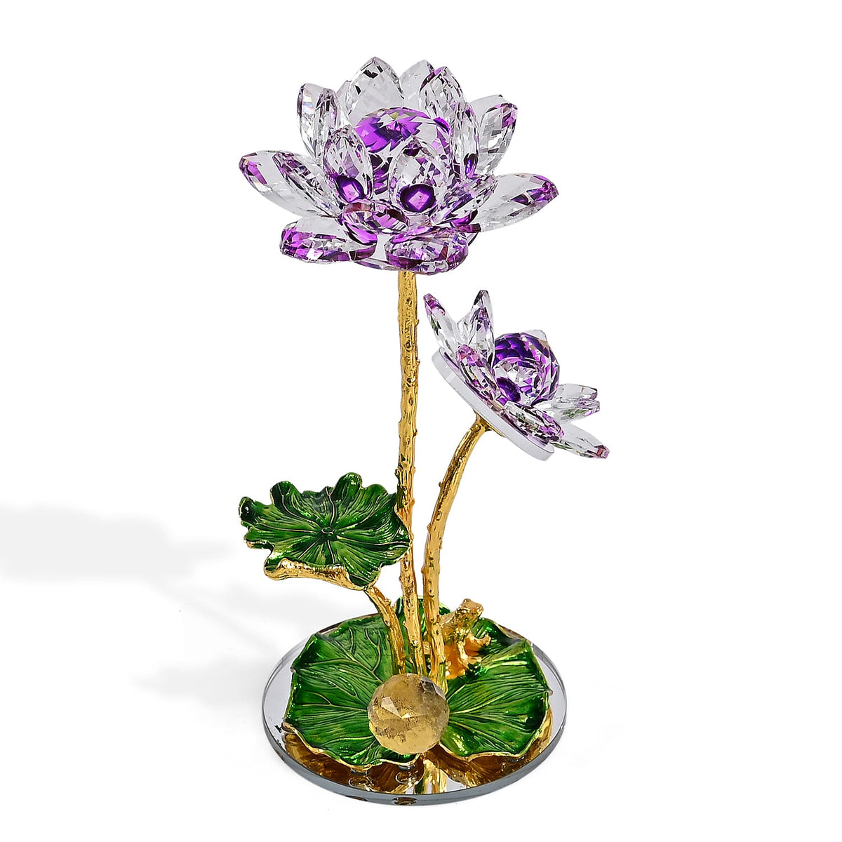 LIVMORE Crystal Lotus Flower Ornament - Purple &amp; Green V32578987 4