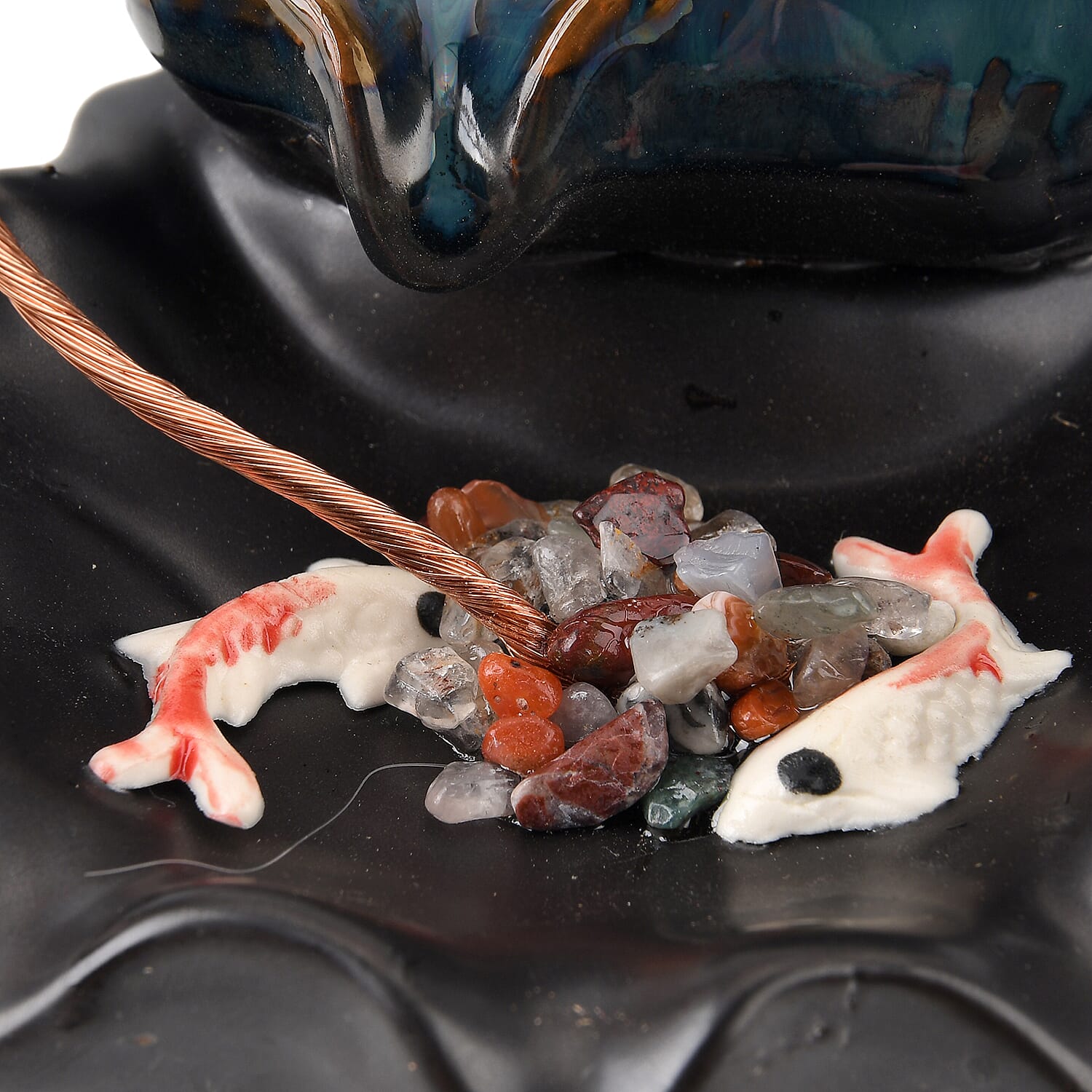 LIVMORE Green Aventurine Natural Gemstone Tree &amp; Ceramic Backflow Incense Burner - Includes 20pc Sticks &amp; Cones 8369945 8