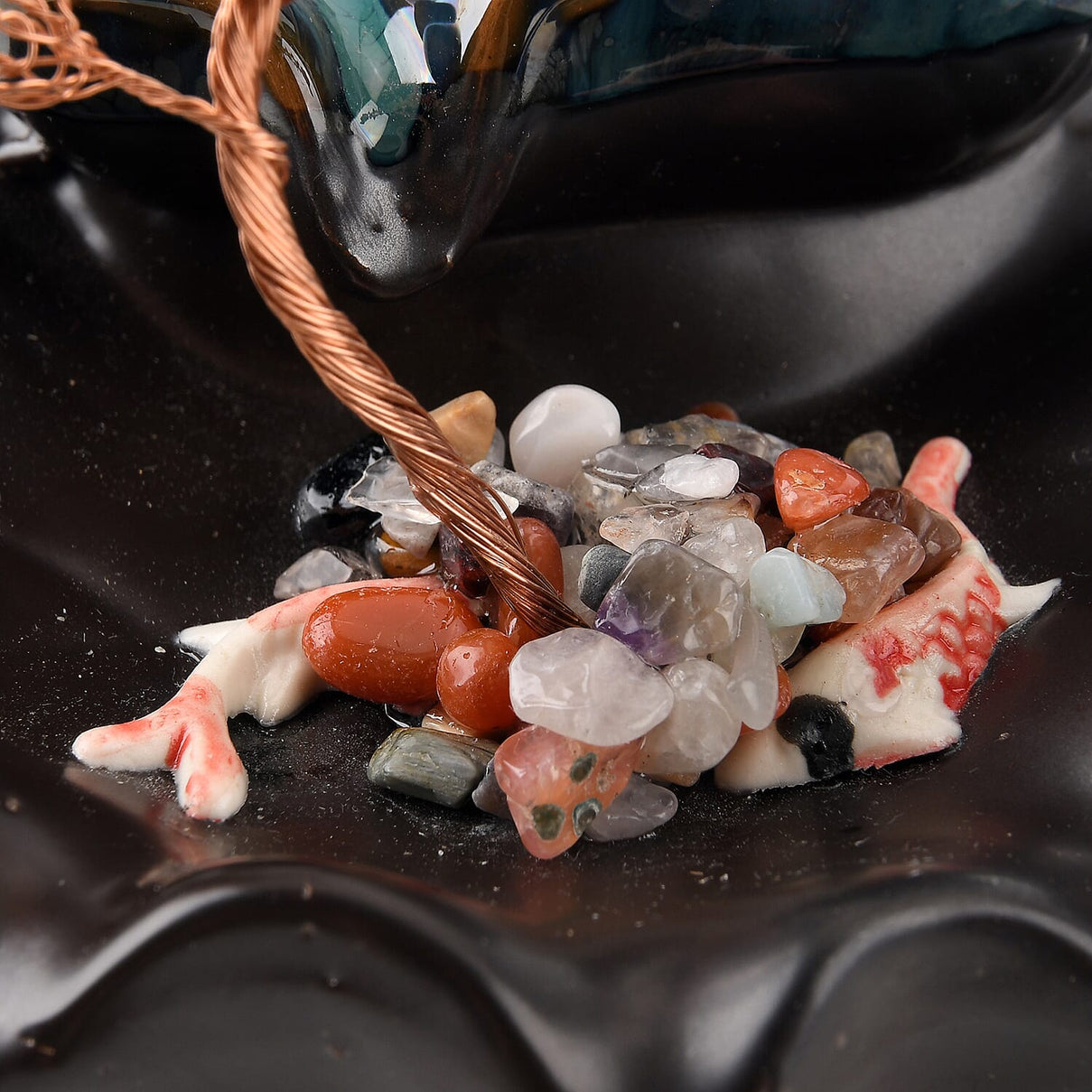 LIVMORE Multi Colour Natural Gemstone Tree &amp; Ceramic Backflow Incense Burner - Includes 20pc Sticks &amp; Cones V32527512 8