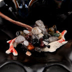 LIVMORE Amethyst Natural Gemstone Tree & Ceramic Backflow Incense Burner - Includes 20pc Sticks & Cones - Purple & Black