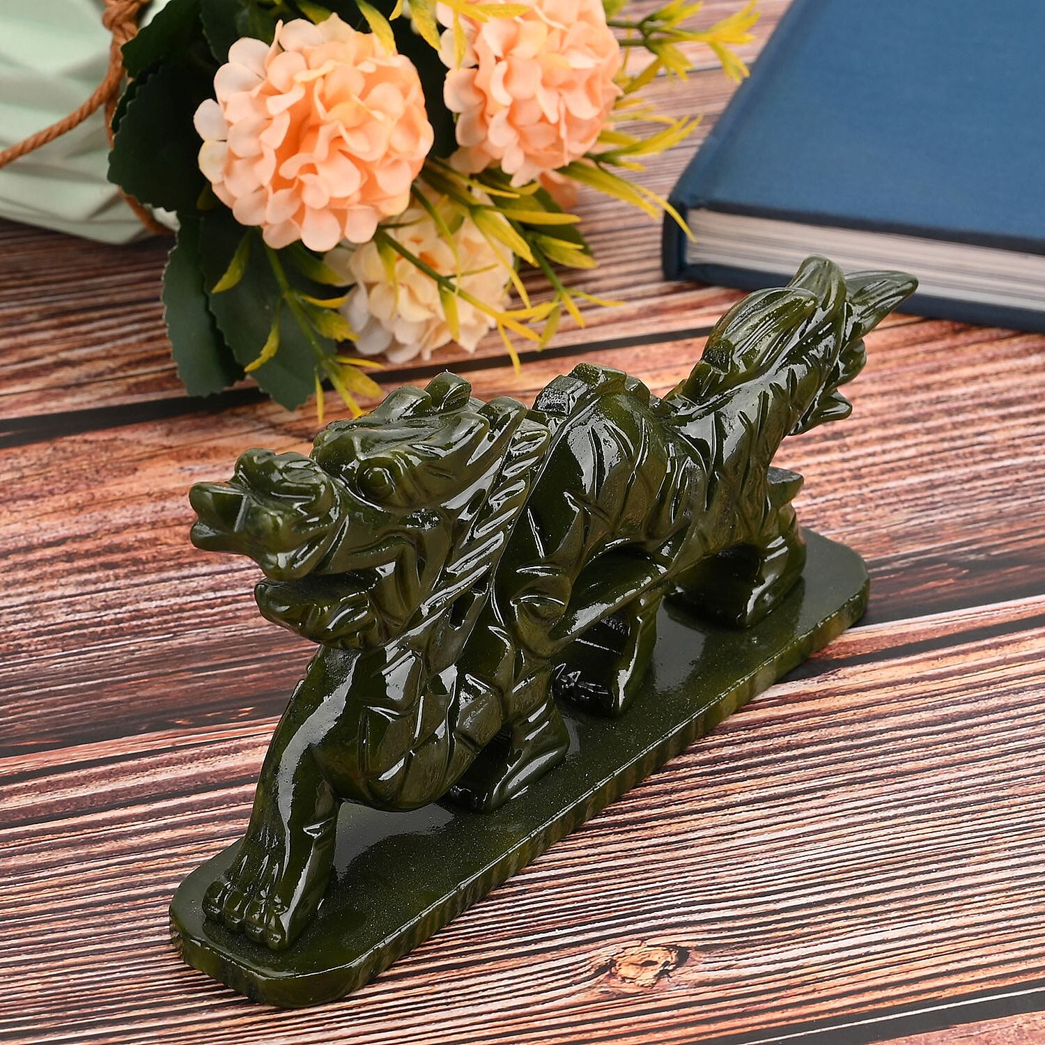 Limited Edition Handcrafted Serpentine Dragon Figurine- Associated with Themes of Transformation, Healing, Wisdom, and Rebirth - Green 8116205 2