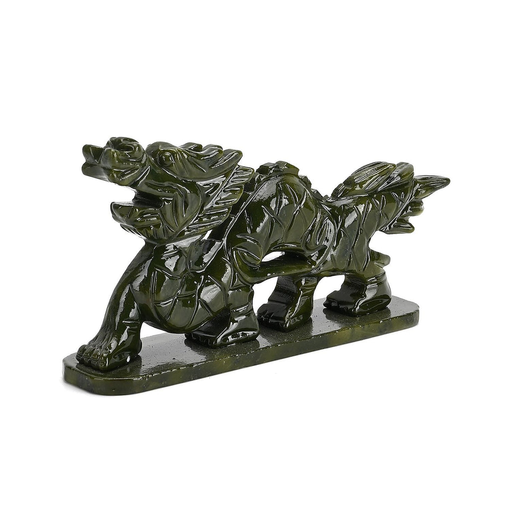 Limited Edition Handcrafted Serpentine Dragon Figurine- Associated with Themes of Transformation, Healing, Wisdom, and Rebirth - Green