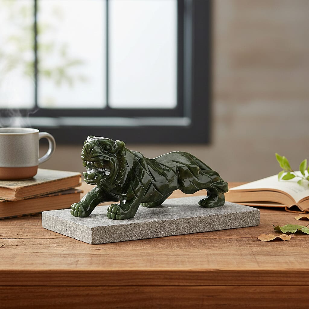 Limited Edition Handcrafted Serpentine Jade Figurine - Lions are Considered a Symbol of Courage, Strength, Royalty, and Power 8252629 2