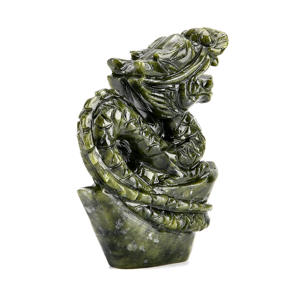 Limited Edition Handcrafted Serpentine Jade Figurine - Dragons are Considered a Symbol of Good Luck, Power, Wisdom and Protection