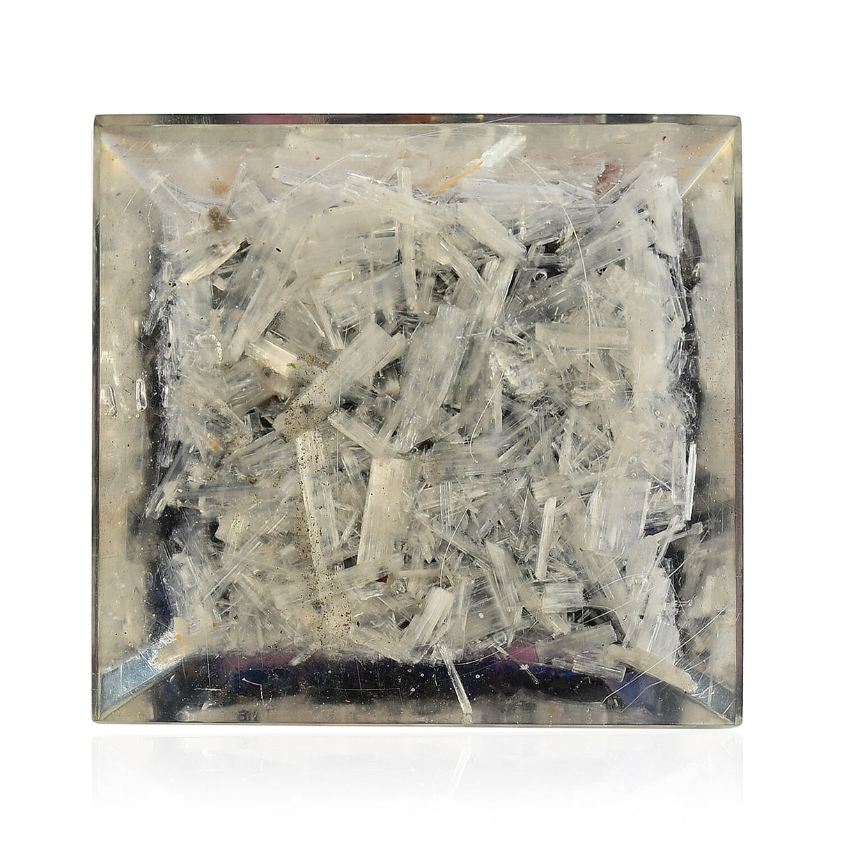 LIVMORE Gemstone Orgone Decorative Pyramid (5cm) With Selenite, Pyrite, Lapis Lazuli, Rose Quartz and Black Onyx V32491295 6