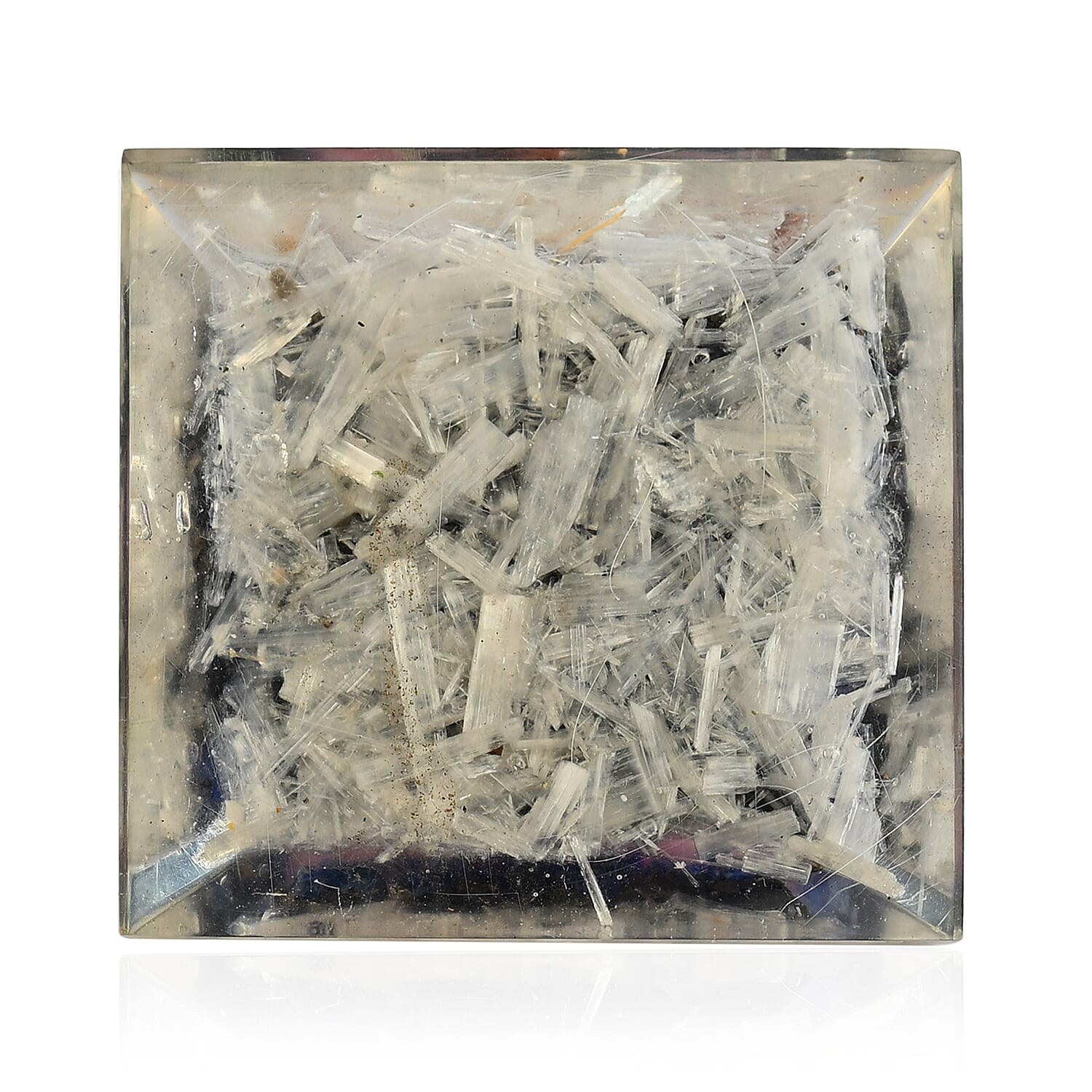 LIVMORE Gemstone Orgone Decorative Pyramid (5cm) With Selenite, Pyrite, Lapis Lazuli, Rose Quartz and Black Onyx V32491295 6