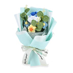 LIVMORE Handmade Knitted Flower Bouquet with 10 LED Lights (26cm) - Turquoise