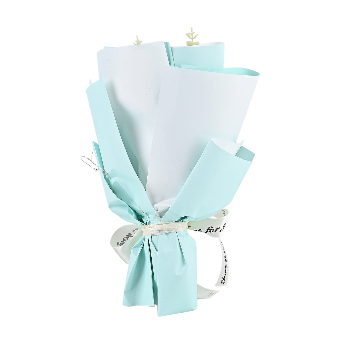 LIVMORE Handmade Knitted Flower Bouquet with 10 LED Lights (26cm) - Turquoise V32514964 4