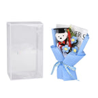 LIVMORE Handmade Knitted Flower Bouquet with Little Bear & LED Lights (26cm) - Blue