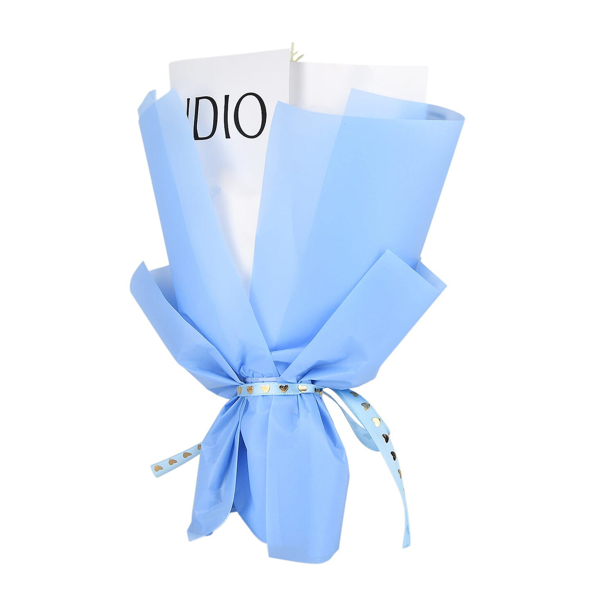 LIVMORE Handmade Knitted Flower Bouquet with Little Bear &amp; LED Lights (26cm) - Blue V32514969 4