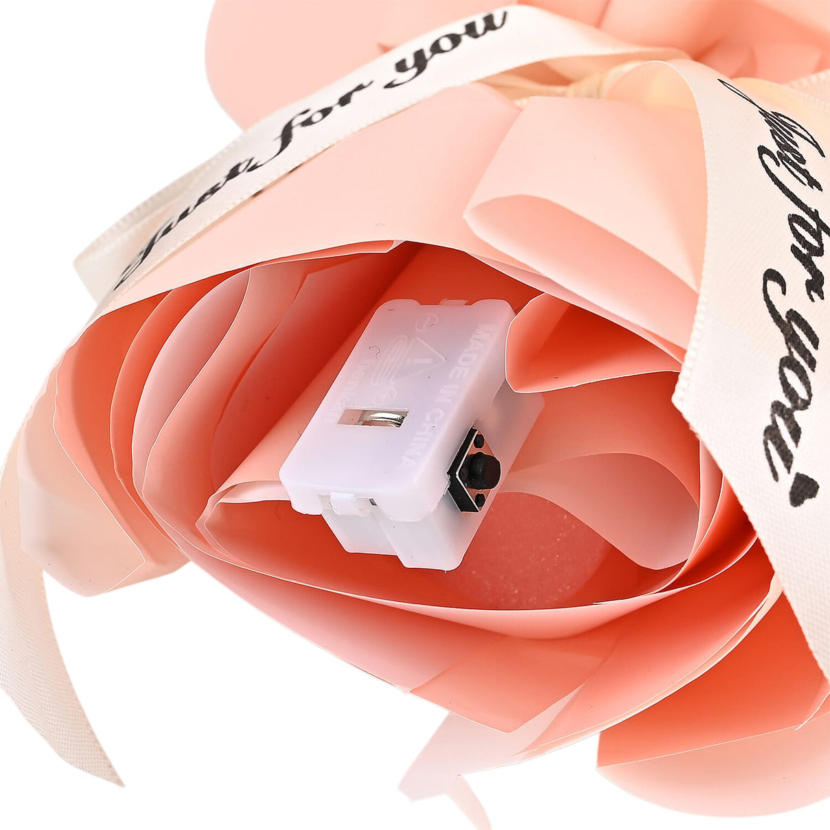 LIVMORE Handmade Knitted Flower Bouquet with 10 LED Lights (26cm) - Light Peach 8282804 6