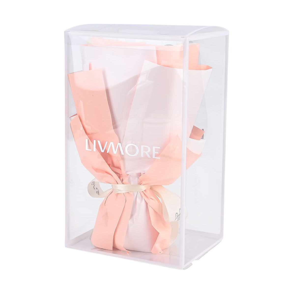 LIVMORE Handmade Knitted Flower Bouquet with 10 LED Lights (26cm) - Light Peach 8282804 8