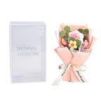 LIVMORE Handmade Knitted Flower Bouquet with 10 LED Lights (26cm) - Light Peach