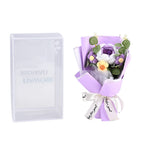 LIVMORE Handmade Knitted Flower Bouquet with 10 LED Lights (26cm) - Purple