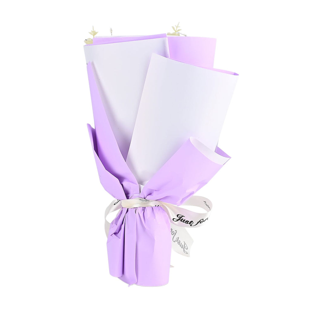 LIVMORE Handmade Knitted Flower Bouquet with 10 LED Lights (26cm) - Purple