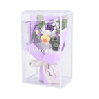 LIVMORE Handmade Knitted Flower Bouquet with 10 LED Lights (26cm) - Purple