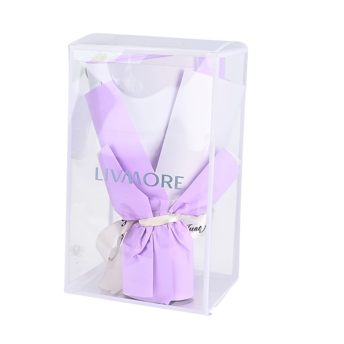 LIVMORE Handmade Knitted Flower Bouquet with 10 LED Lights (26cm) - Purple V32577235 8
