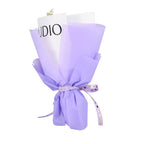 LIVMORE Handmade Knitted Flower Bouquet with Little Bear & LED Lights (26cm) - Purple