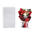 LIVMORE Handmade Knitted Flower Bouquet with 10 LED Lights (26cm) - Red