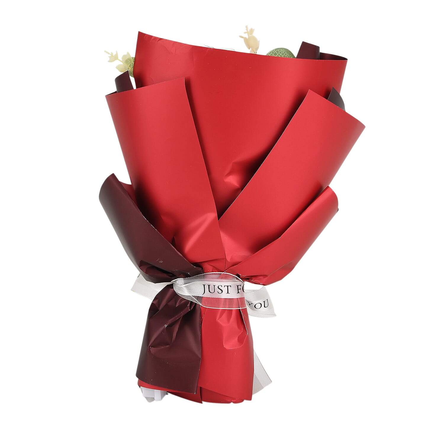 LIVMORE Handmade Knitted Flower Bouquet with 10 LED Lights (26cm) - Red V32514606 4