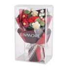 LIVMORE Handmade Knitted Flower Bouquet with 10 LED Lights (26cm) - Red