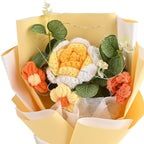 LIVMORE Handmade Knitted Flower Bouquet with 10 LED Lights (26cm) - Yellow