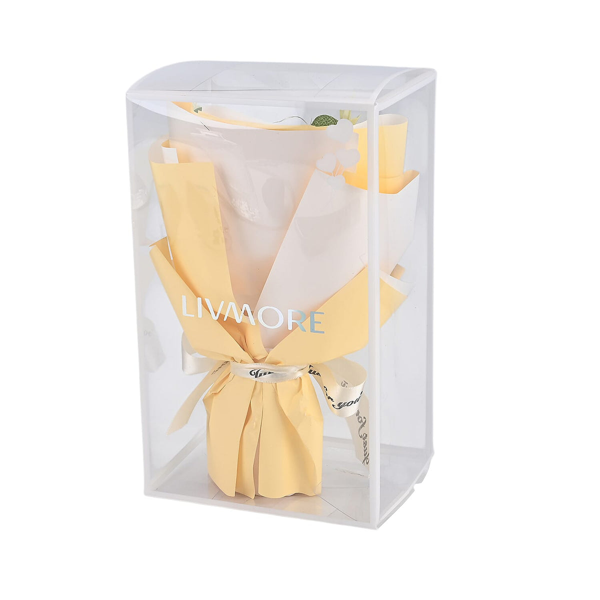LIVMORE Handmade Knitted Flower Bouquet with 10 LED Lights (26cm) - Yellow V32514598 8