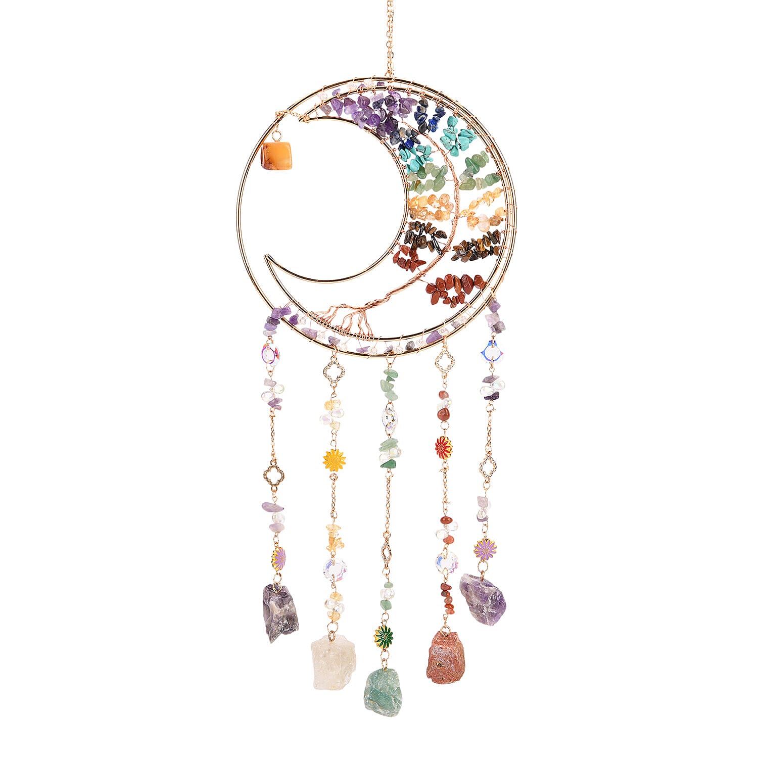 LIVMORE Handmade Natural Gemstone Tree of Life Crescent Moon Decor 8224487 3