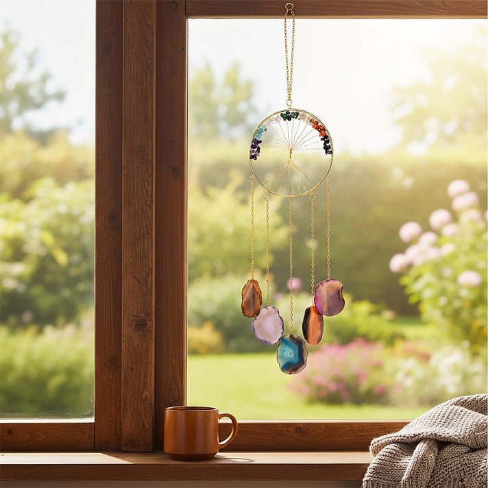 Livmore Gemstone Tree of Life Sun Catcher Wall Hanging (35 to 40cm) - Multi Colour 8285639 2