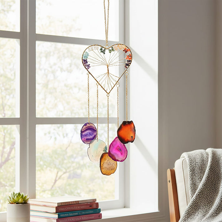 Livmore Gemstone Tree of Life &amp; Agate Stone Heart Hanging (35 to 40cm) - Multi Colour 8285641 2