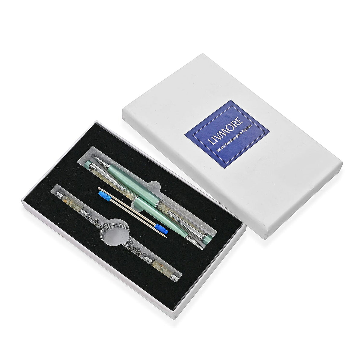 LIVMORE Larimar Gemstone Pen Set with 2 Keychains and 2 Refills - Blue 8242161 7