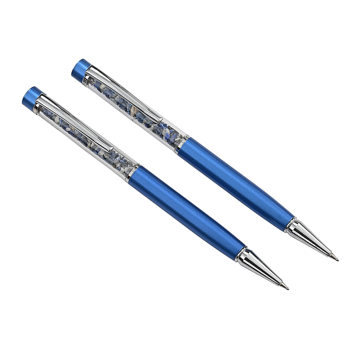 LIVMORE Luxury Set of 2 Sodalite Filled Pens With Refills and 2 Sodalite Filled Key Chains- Charms 8256411 6