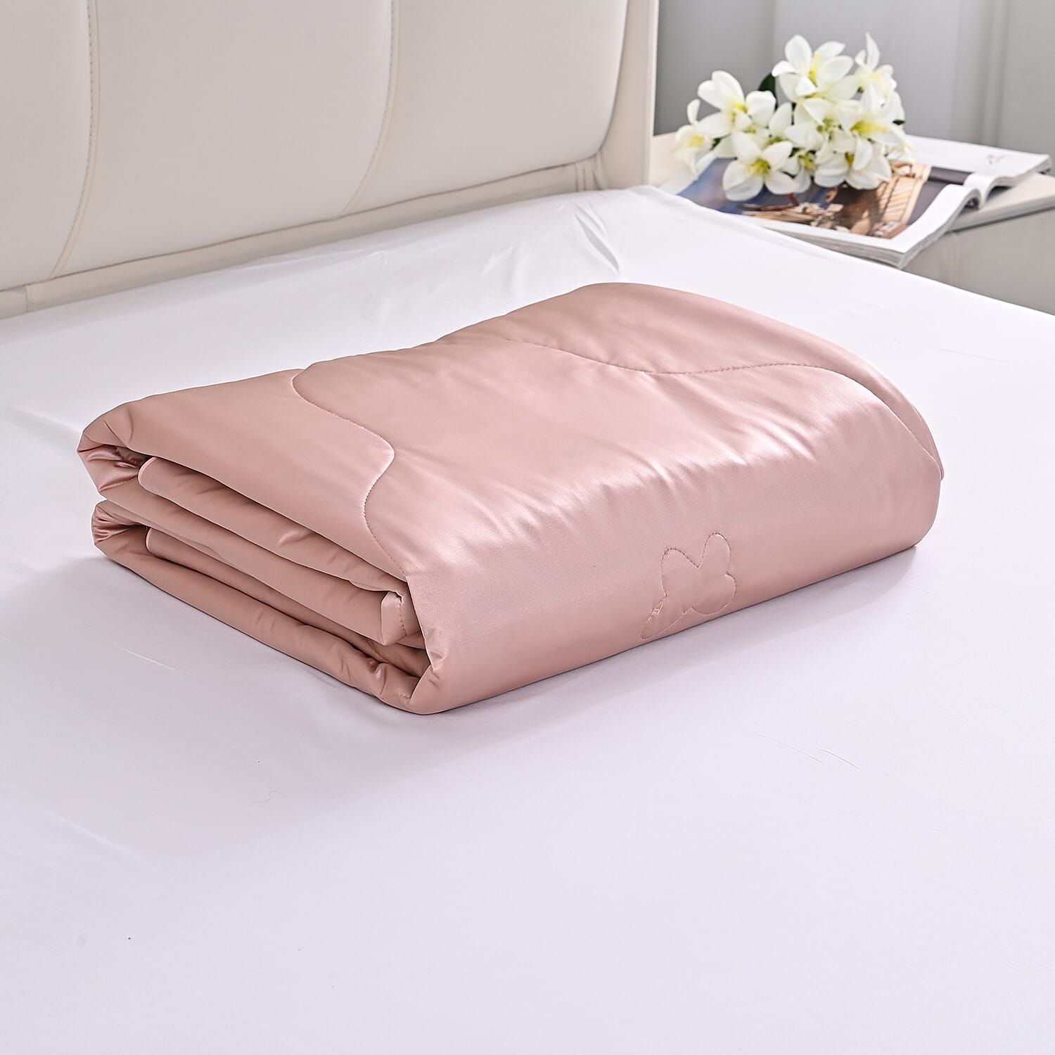 LIVMORE All Seasons Pink Cooling Mulberry Silk Blend Quilt (135X200 cm) 8322531 0