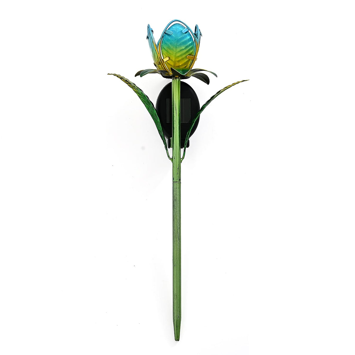 LIVMORE Solar Glass Flower Garden Stake (37cm) - Blue &amp; Green V32515142 0