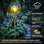 LIVMORE Solar Glass Flower Garden Stake (37cm) - Blue & Green