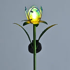 LIVMORE Solar Glass Flower Garden Stake (37cm) - Blue & Green