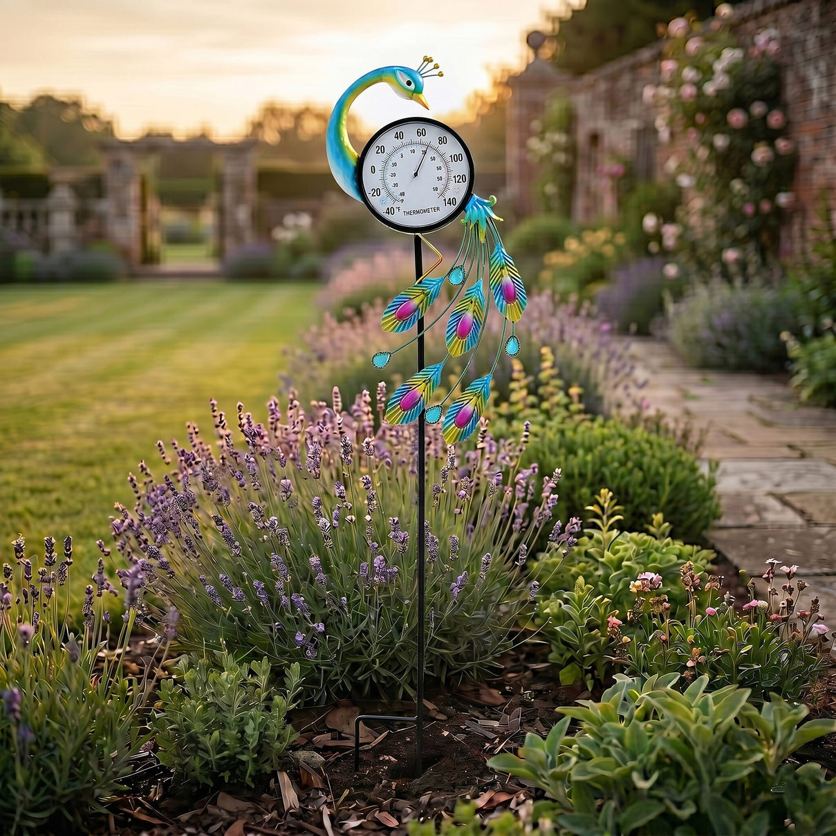 Garden Peacock Thermometer Stake (108cm) - Peacock 8412839 1