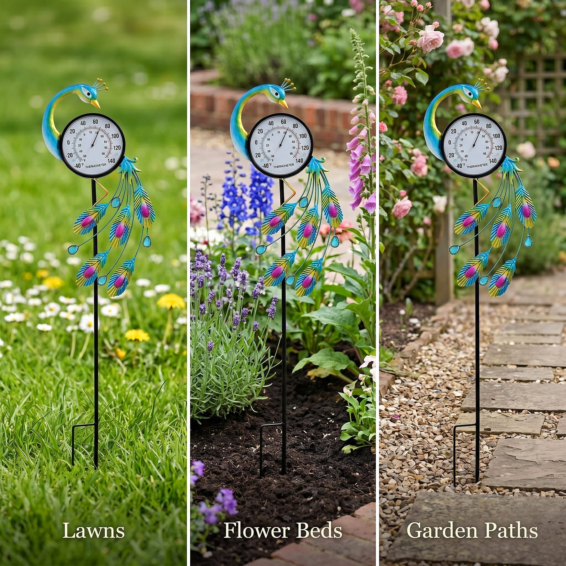 Garden Peacock Thermometer Stake (108cm) - Peacock 8412839 2