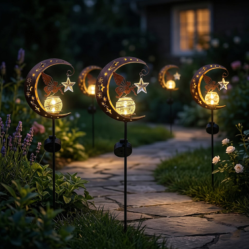 LIVMORE Solar Moon Garden Stake (83cm) - Copper