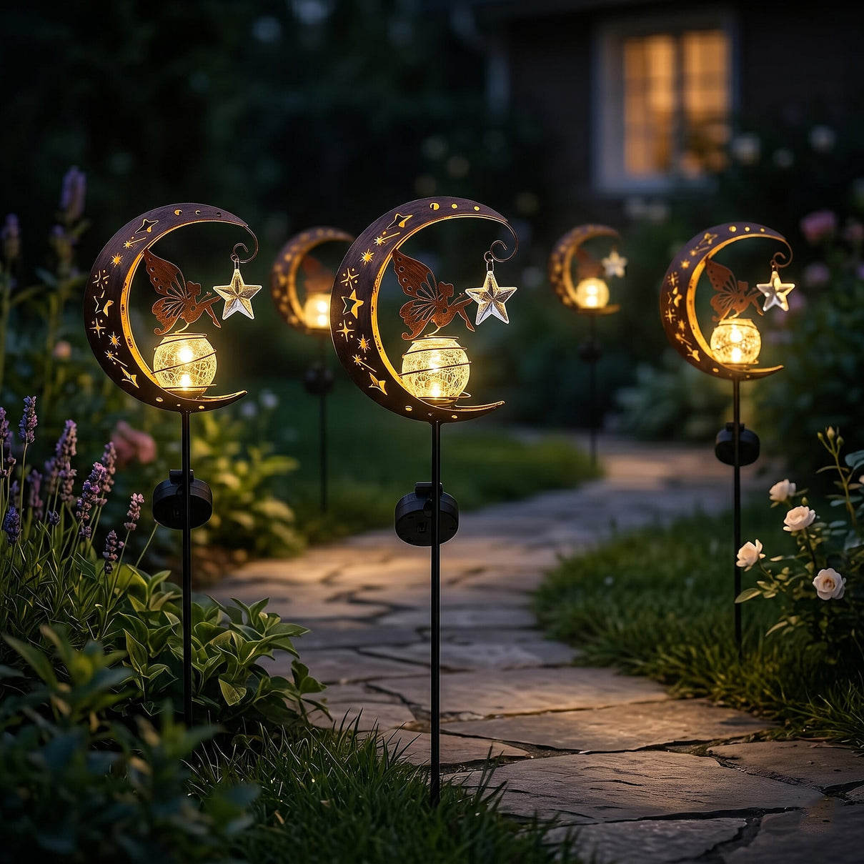 LIVMORE Solar Moon Garden Stake (83cm) - Copper V32490569 2