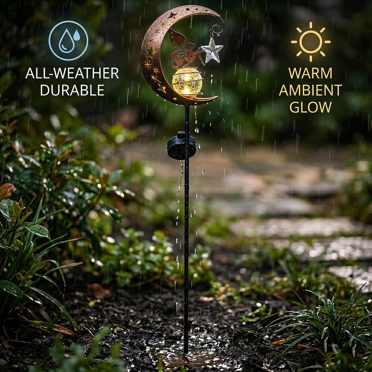 LIVMORE Solar Moon Garden Stake (83cm) - Copper V32490569 4