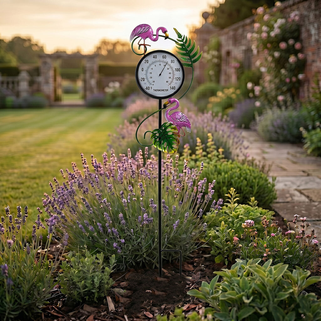 Garden Flamingo Thermometer Stake (108cm) - Flamingo