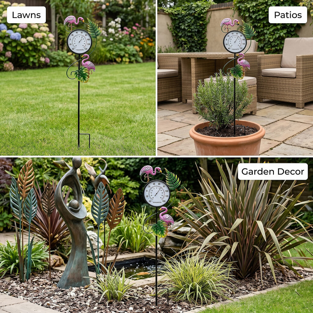 Garden Flamingo Thermometer Stake (108cm) - Flamingo