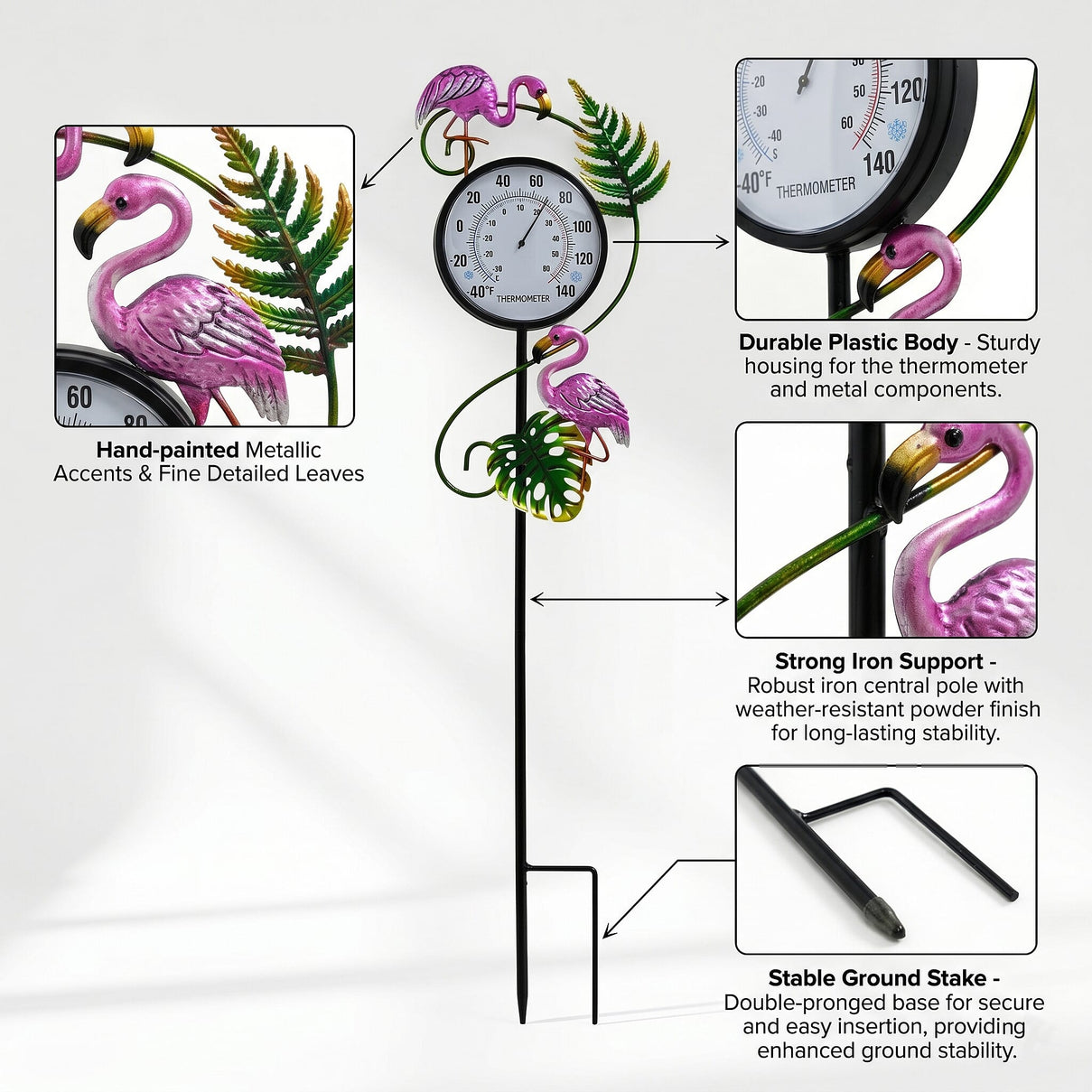 Garden Flamingo Thermometer Stake (108cm) - Flamingo V32513740 4