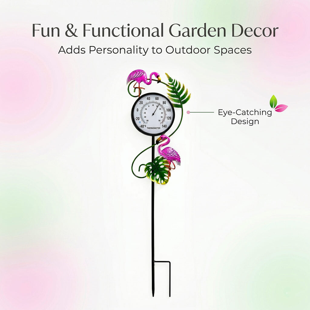 Garden Flamingo Thermometer Stake (108cm) - Flamingo