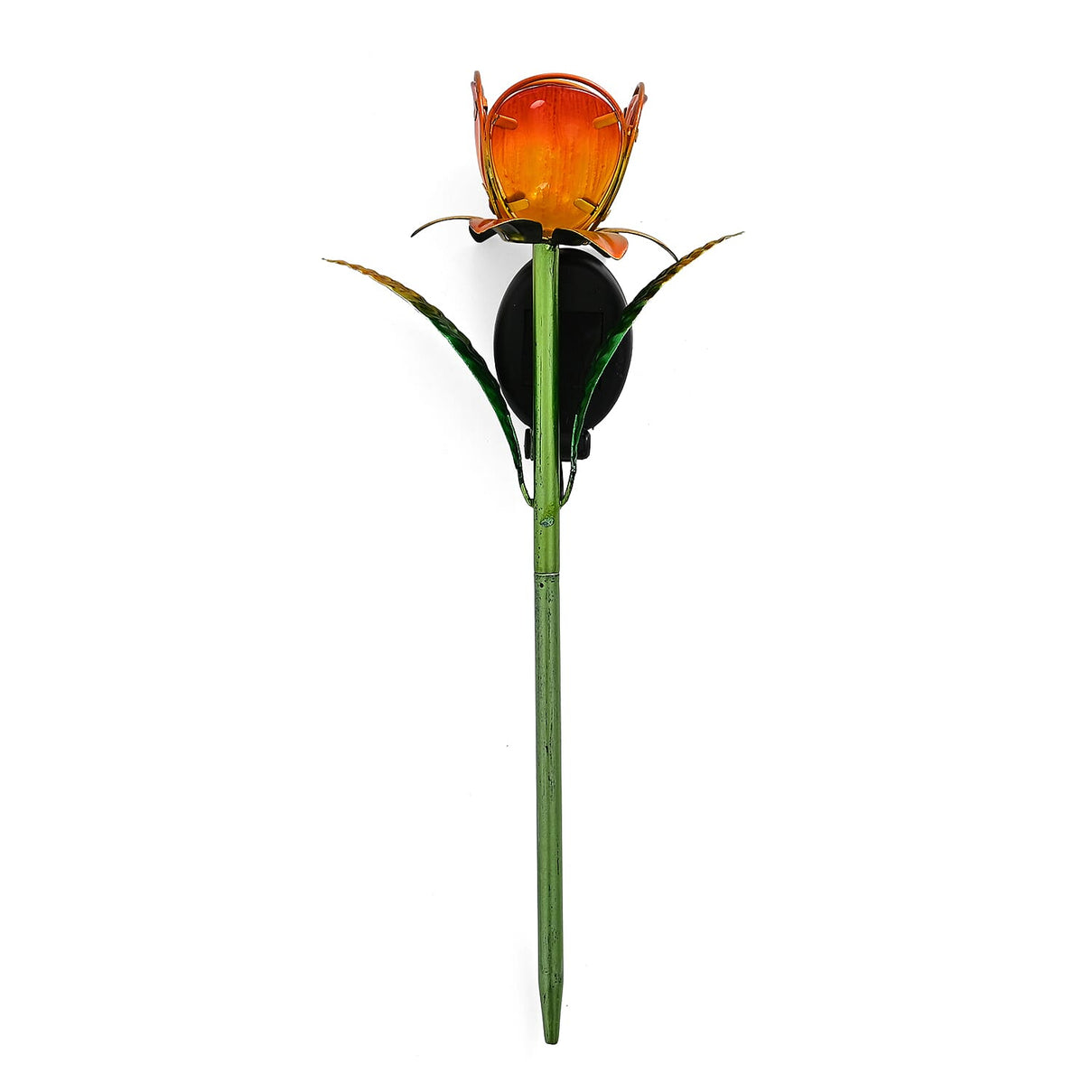 LIVMORE Solar Glass Flower Garden Stake (37cm) - Orange &amp; Green V32515516 0