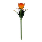 LIVMORE Solar Glass Flower Garden Stake (37cm) - Orange & Green