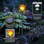 LIVMORE Solar Glass Flower Garden Stake (37cm) - Orange & Green